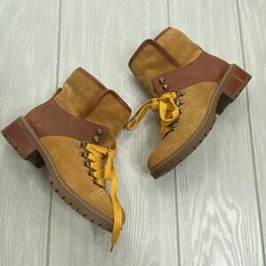 Frye & Co Women's Suede & Leather Fold Over Anise & Cognac Hiker Boots Size 7